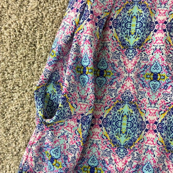 Cabana Life Keyhole Halter Shift Coverup Dress UPF Geometric Cooling Pink A-line - Picture 6 of 9